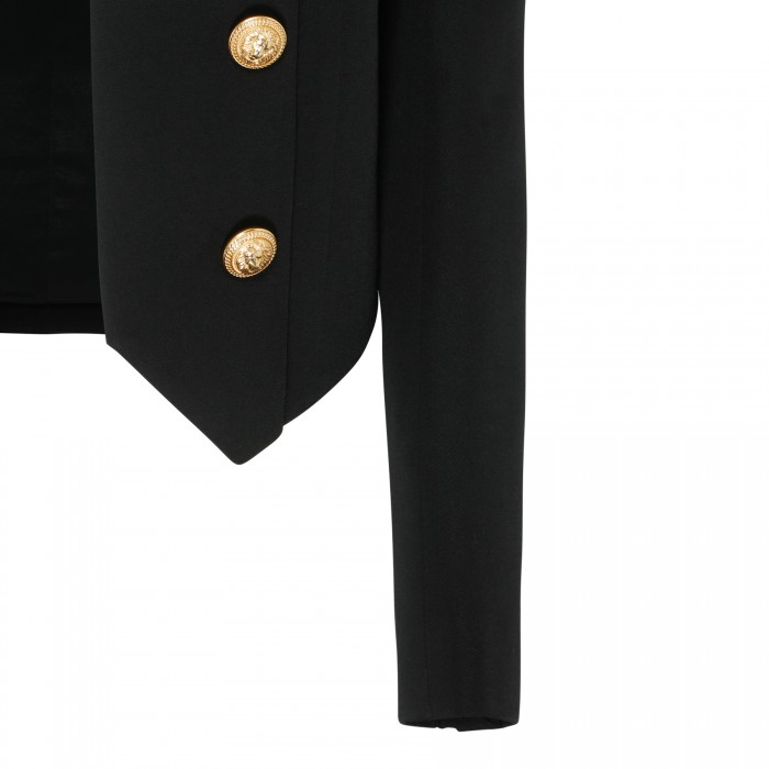 Black wool collarless jacket