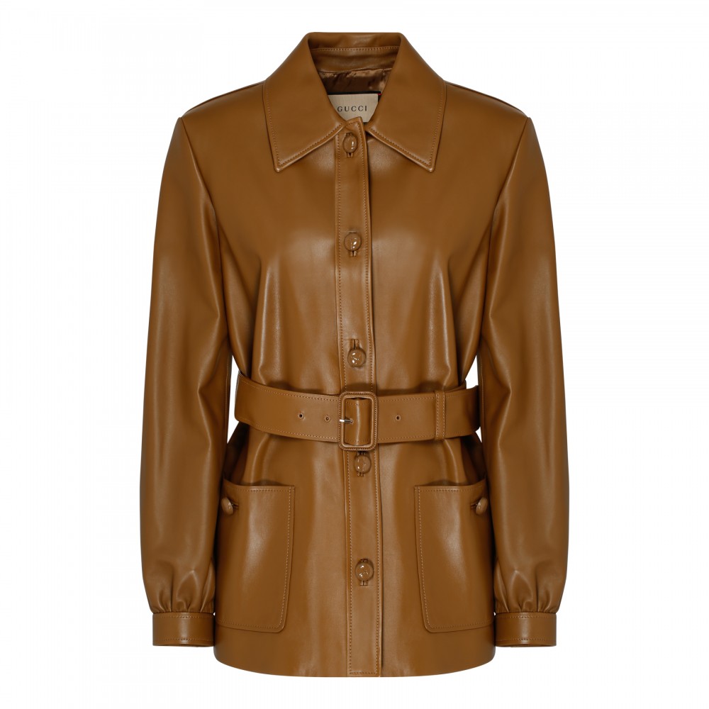 Tan hue leather jacket