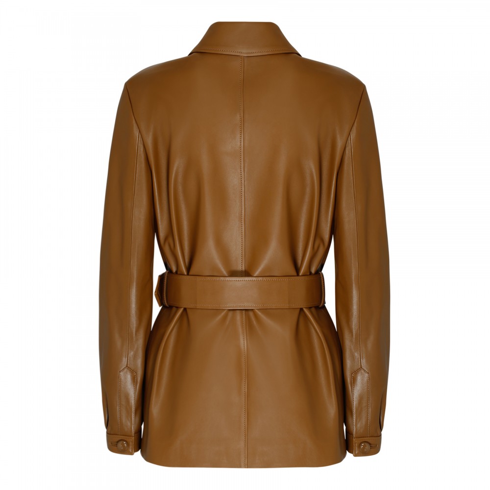 Tan hue leather jacket