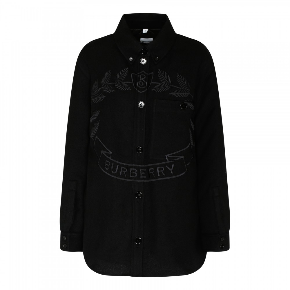 Embroidered leaf wool jacket