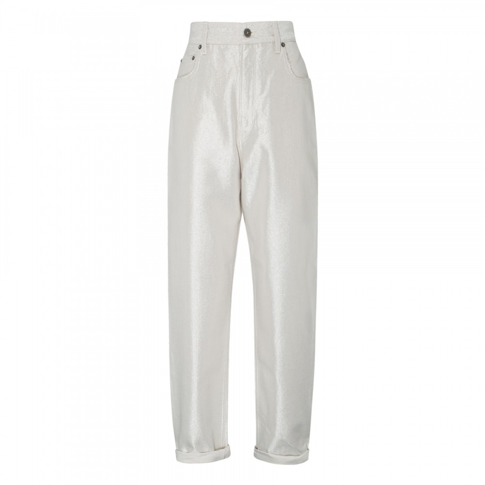 Coated denim jeans