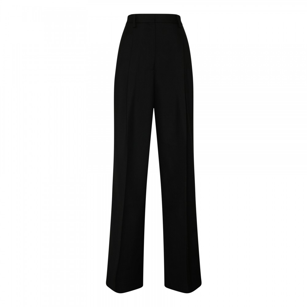 Pleated wool wide-leg pants