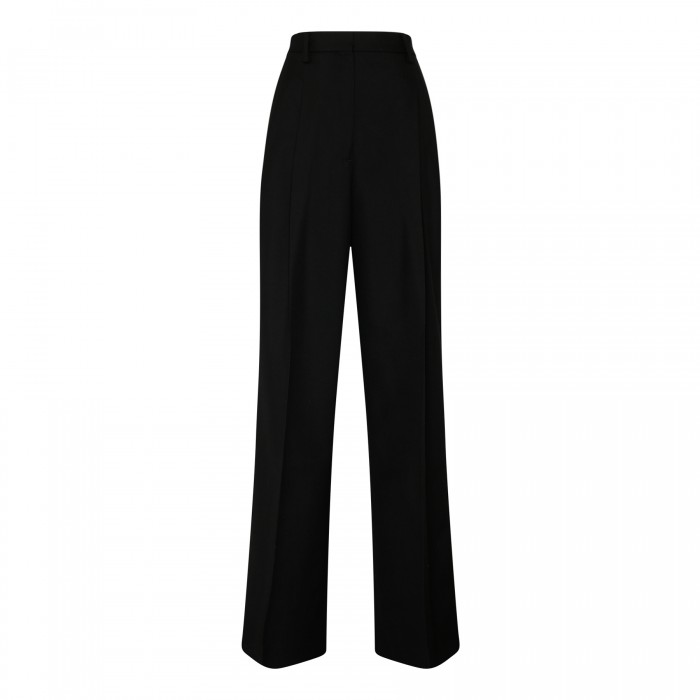 Pleated wool wide-leg pants