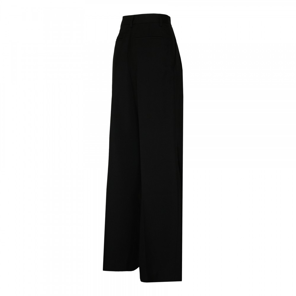 Pleated wool wide-leg pants