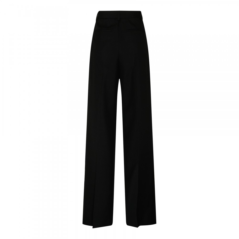 Pleated wool wide-leg pants