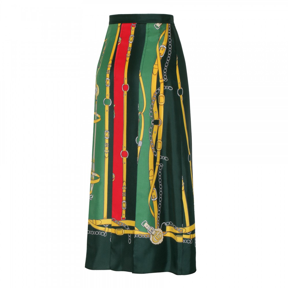 Harness and double G silk skirt
