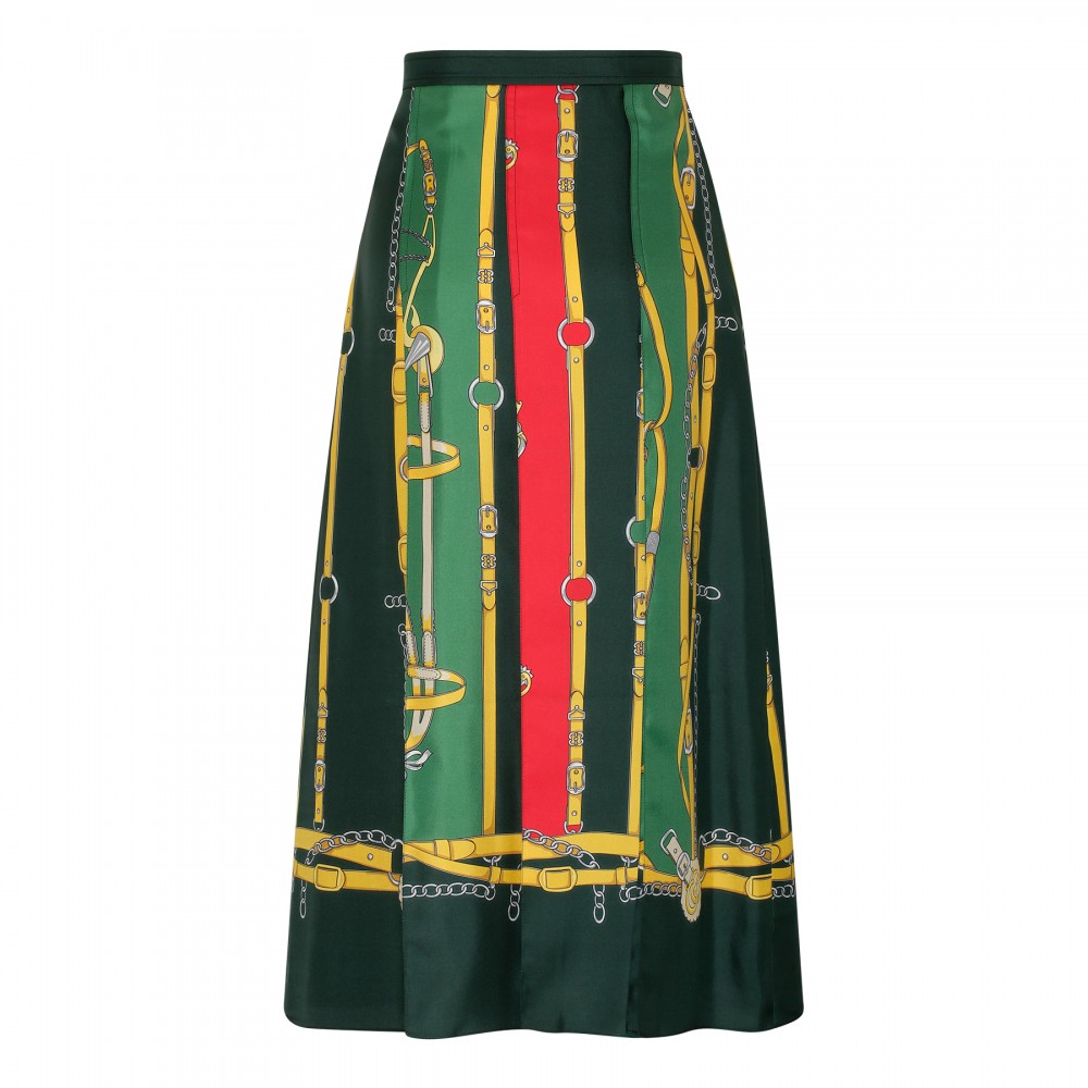 Harness and double G silk skirt