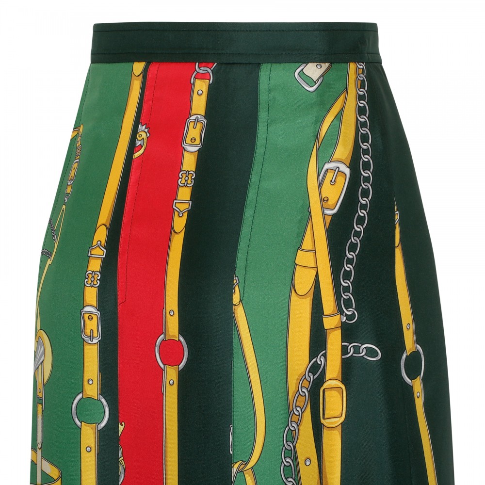 Harness and double G silk skirt