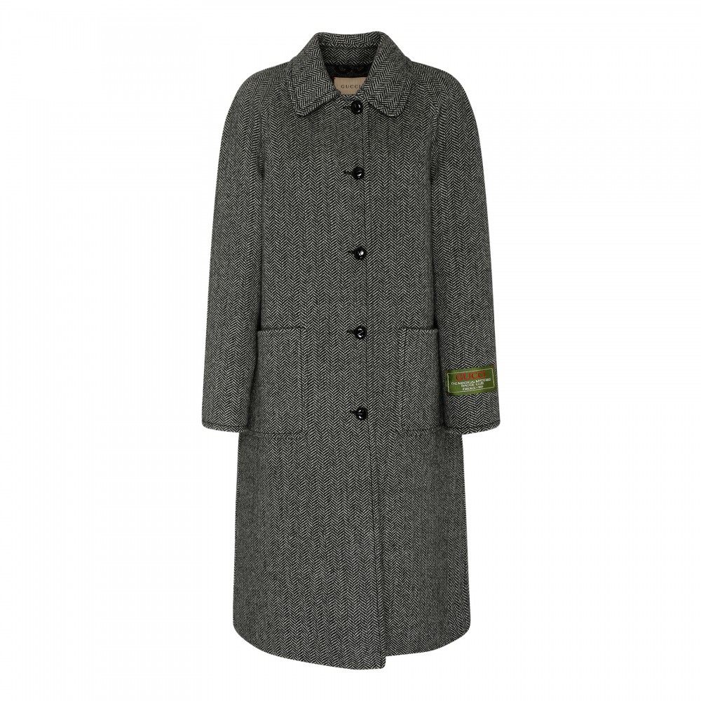 Reversible chevron GG wool coat