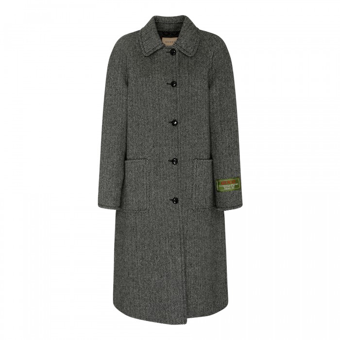 Reversible chevron GG wool coat