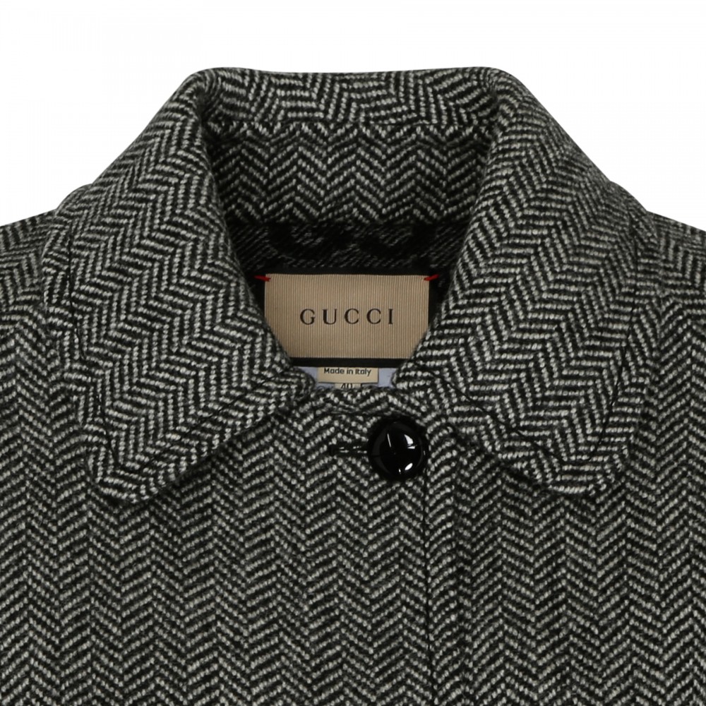 Reversible chevron GG wool coat