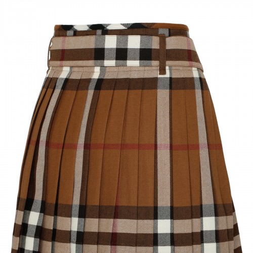 Check wool pleated skirt 2