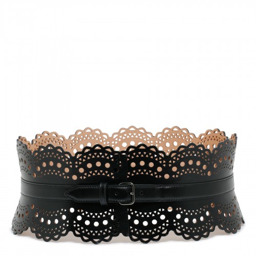 Laser-cut black corset-belt