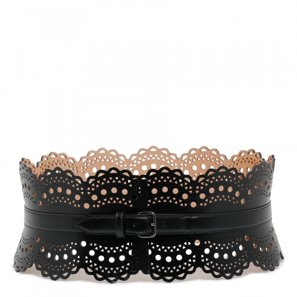 Laser-cut black corset-belt