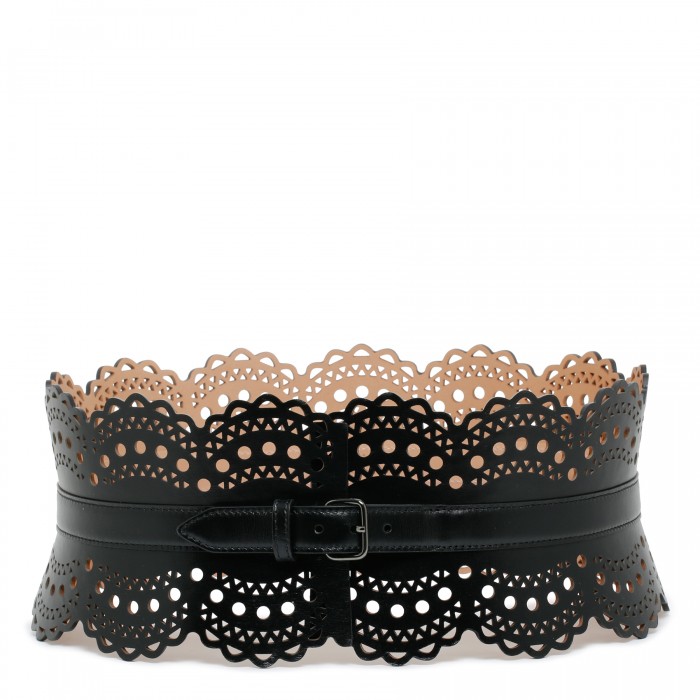 Laser-cut black corset-belt