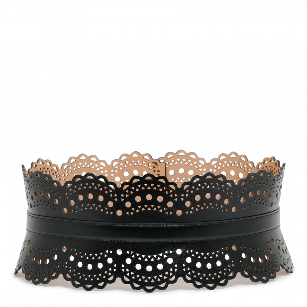 Laser-cut black corset-belt