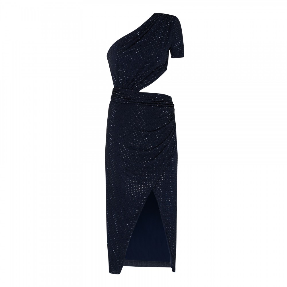 Navy rhinestone midi dress