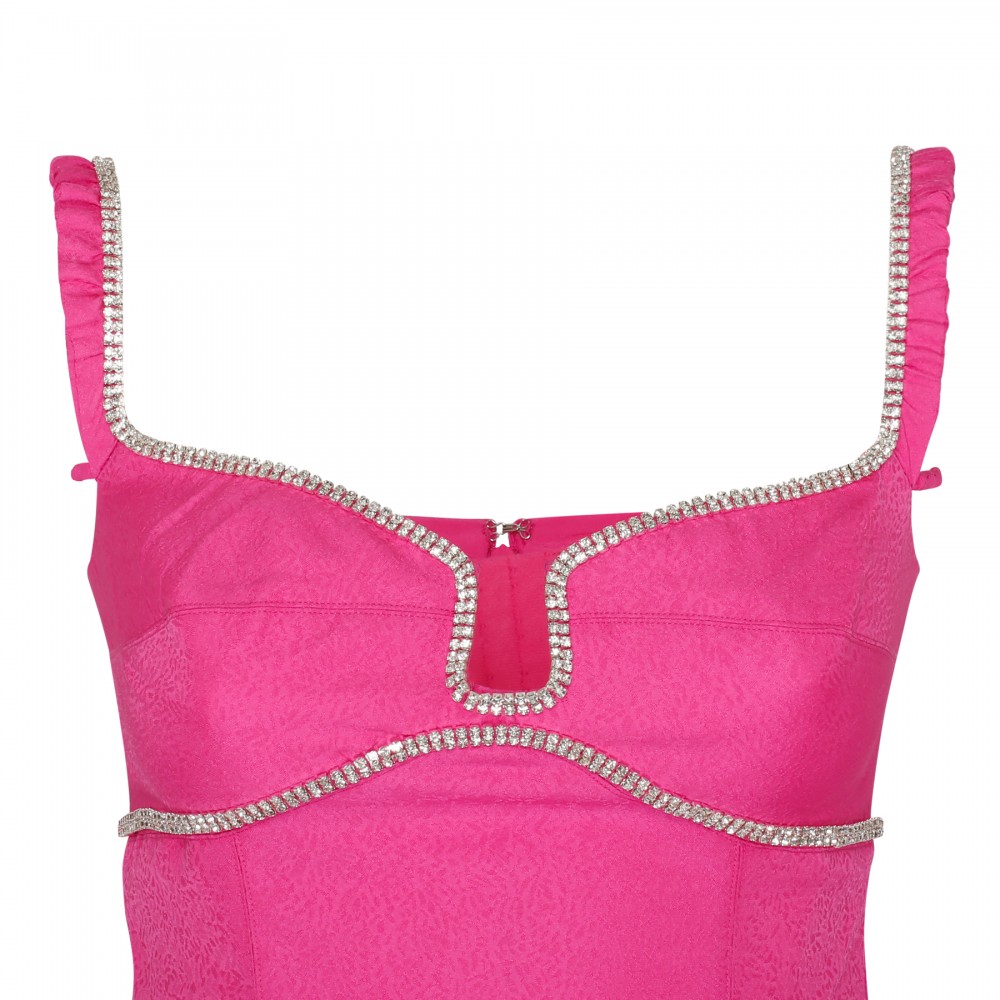 Pink textured diamante detail dress