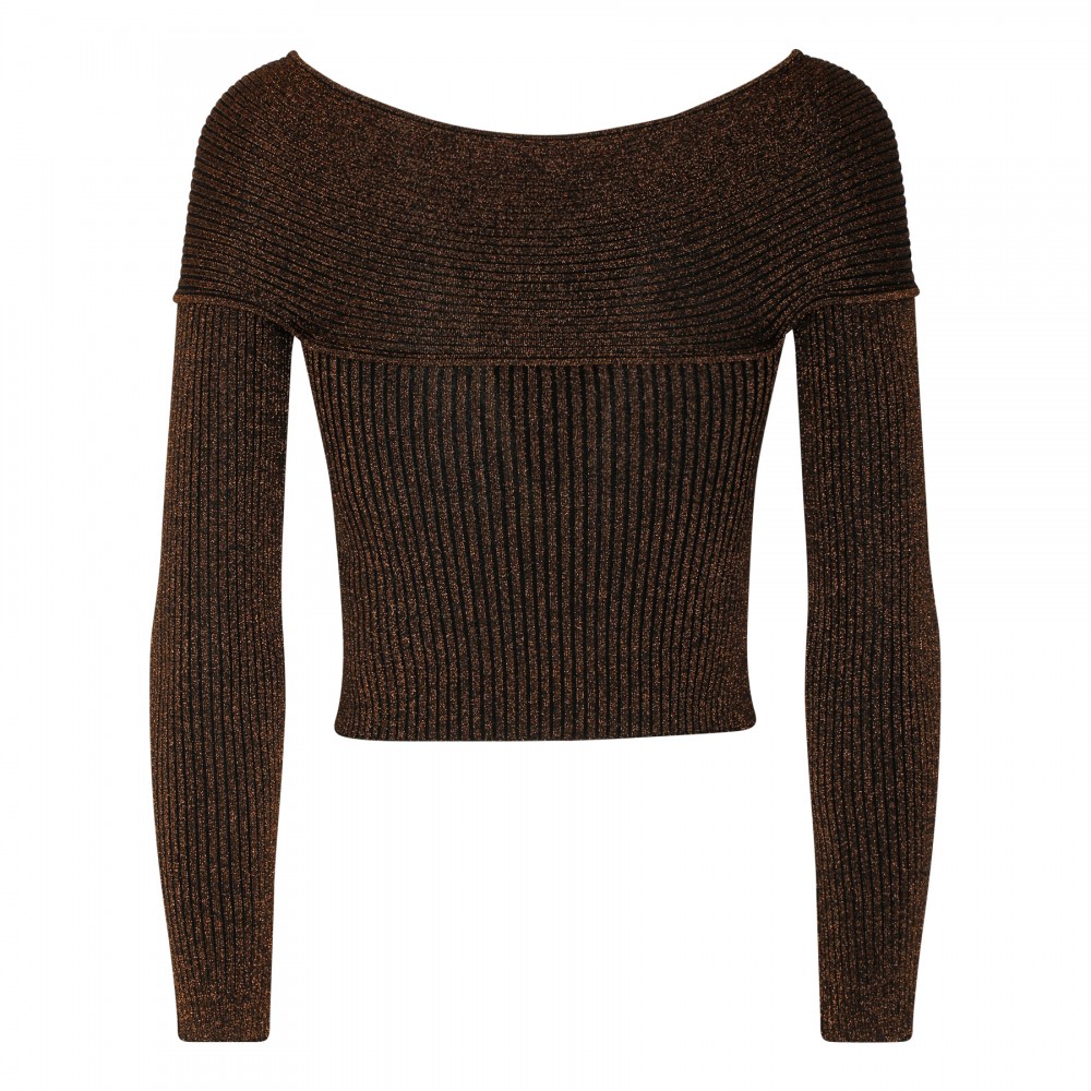 Brown lurex knit top