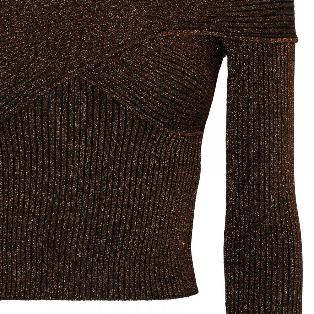 Brown lurex knit top