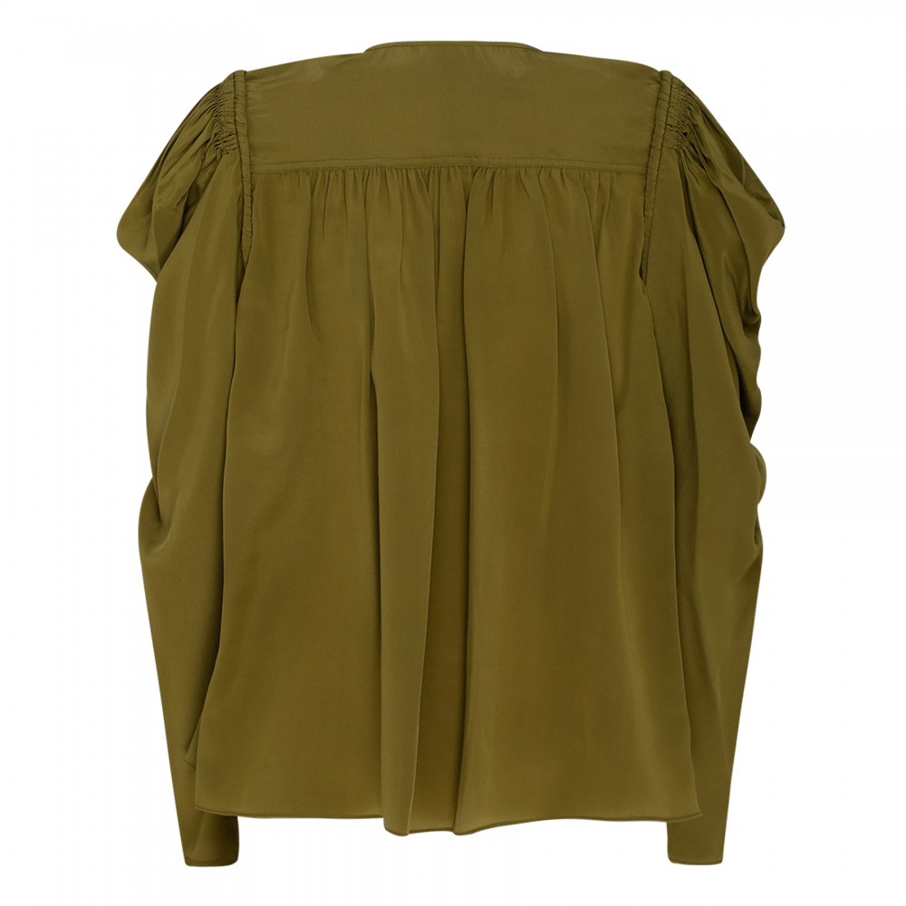 Lela olive silk blouse