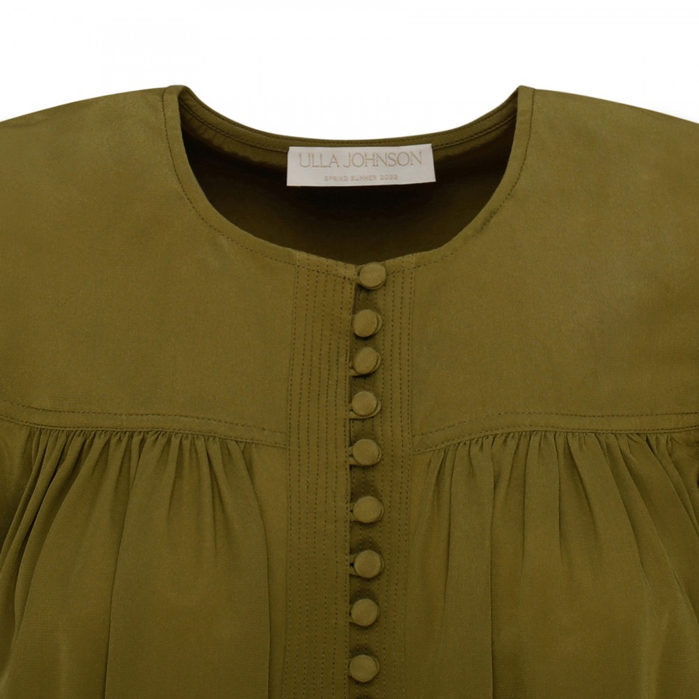 Lela olive silk blouse