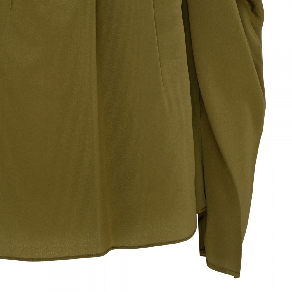 Lela olive silk blouse