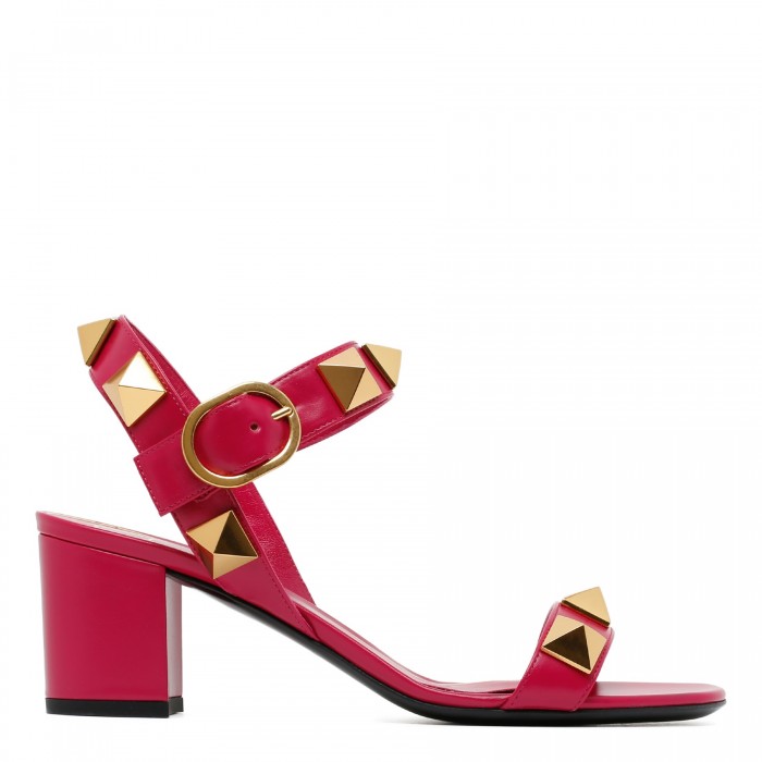 Roman stud strawberry pink leather sandals