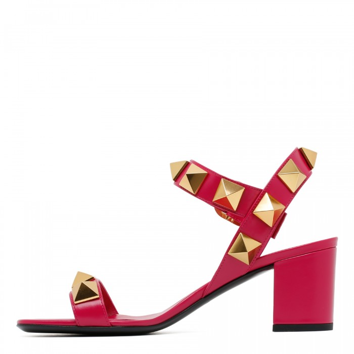 Roman stud strawberry pink leather sandals