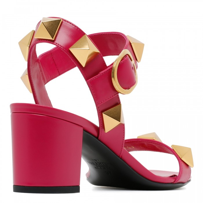 Roman stud strawberry pink leather sandals