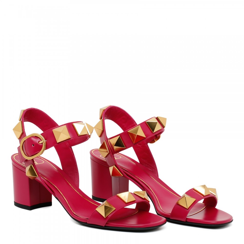 Roman stud strawberry pink leather...