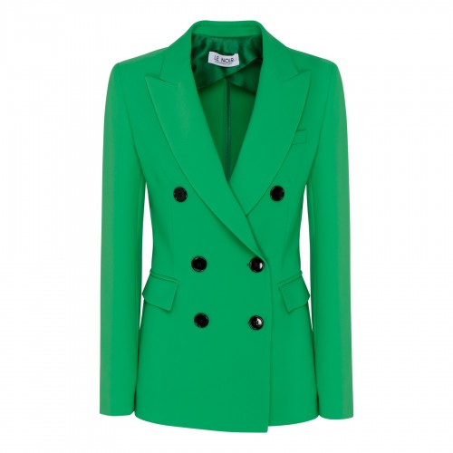 Green double-breasted blazer