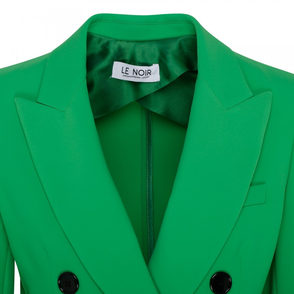Green double-breasted blazer