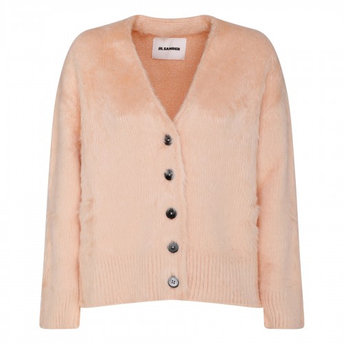 Peach pink knit silk cardigan
