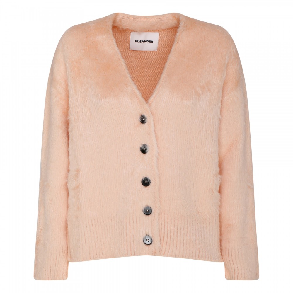 Peach pink knit silk cardigan
