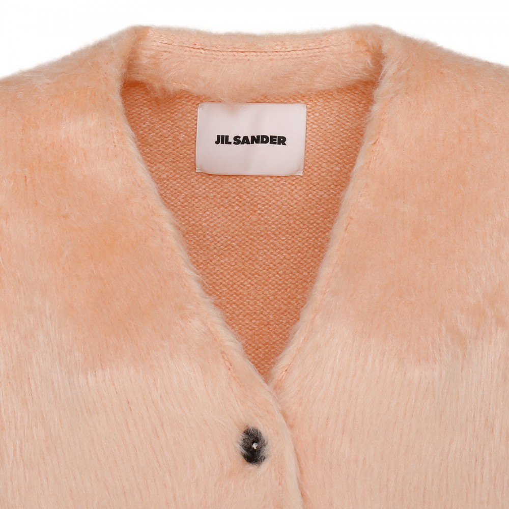 Peach pink knit silk cardigan