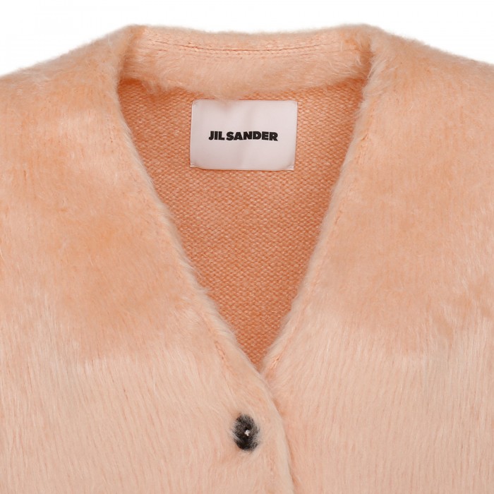 Peach pink knit silk cardigan
