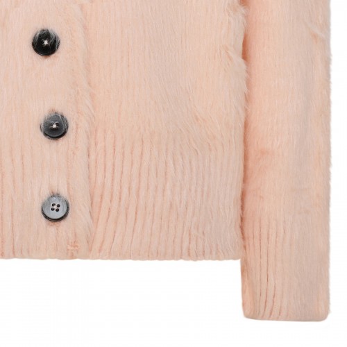 Peach pink knit silk cardigan 2