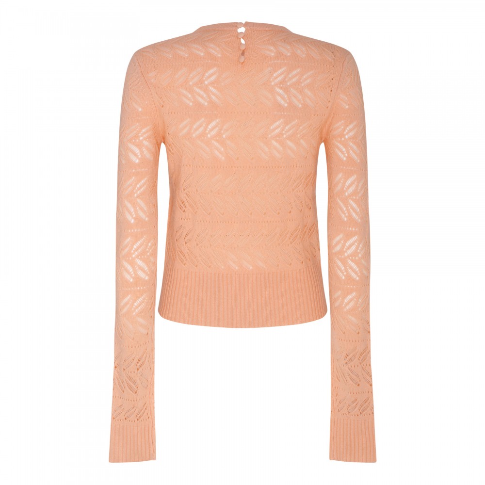 Salmon pink openwork cashmere blend...