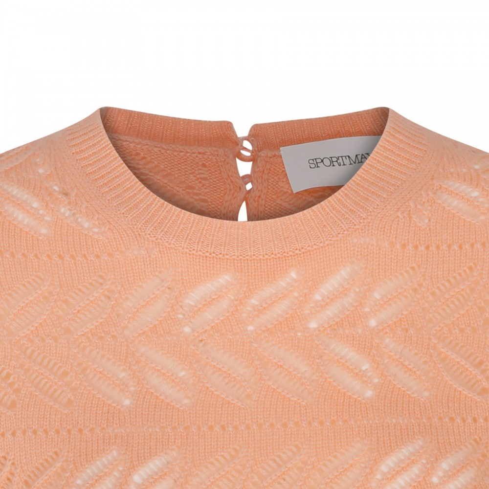 Salmon pink openwork cashmere blend...